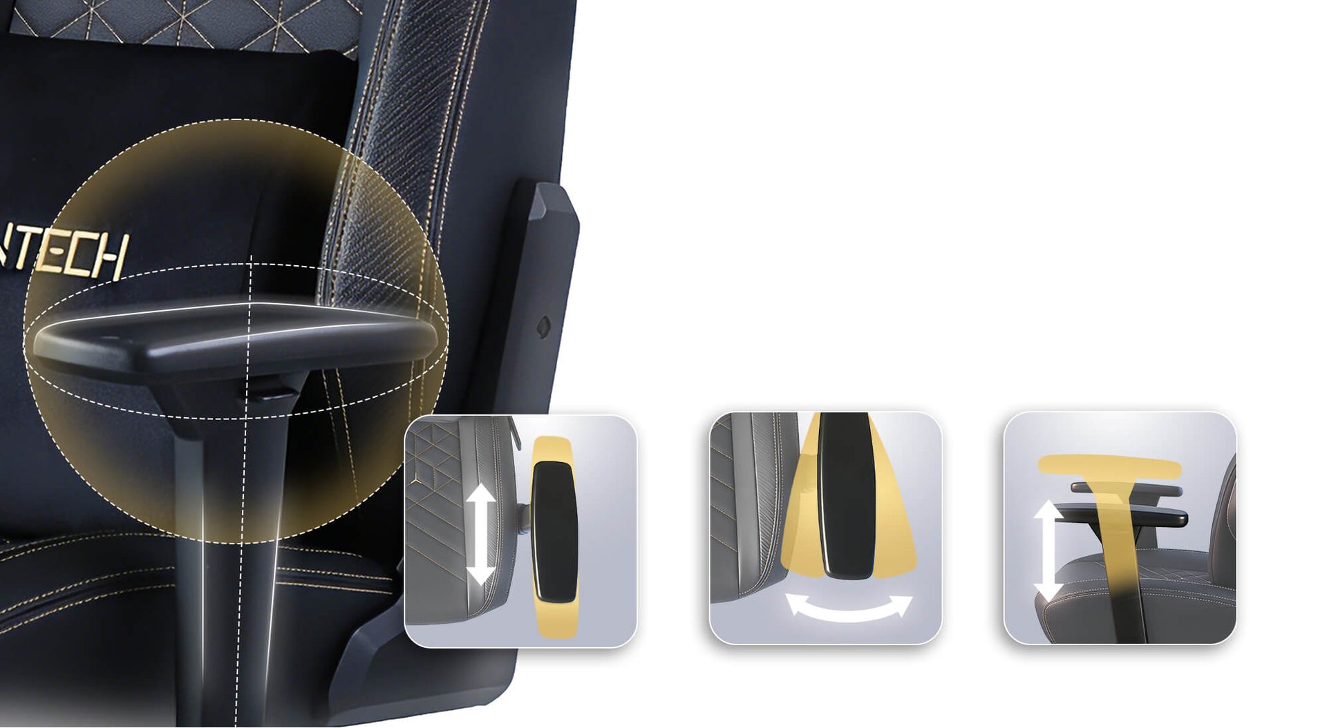 FLEXIBLE 3D ARM RESTS FOR ULTIMATE SUPPORT