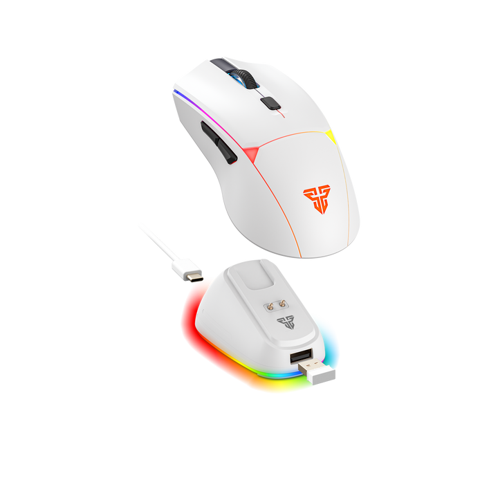 FANTECH CRYPTO II WG7V2RD Gaming Mouse Wireless RGB Rechargeable + Docking - White